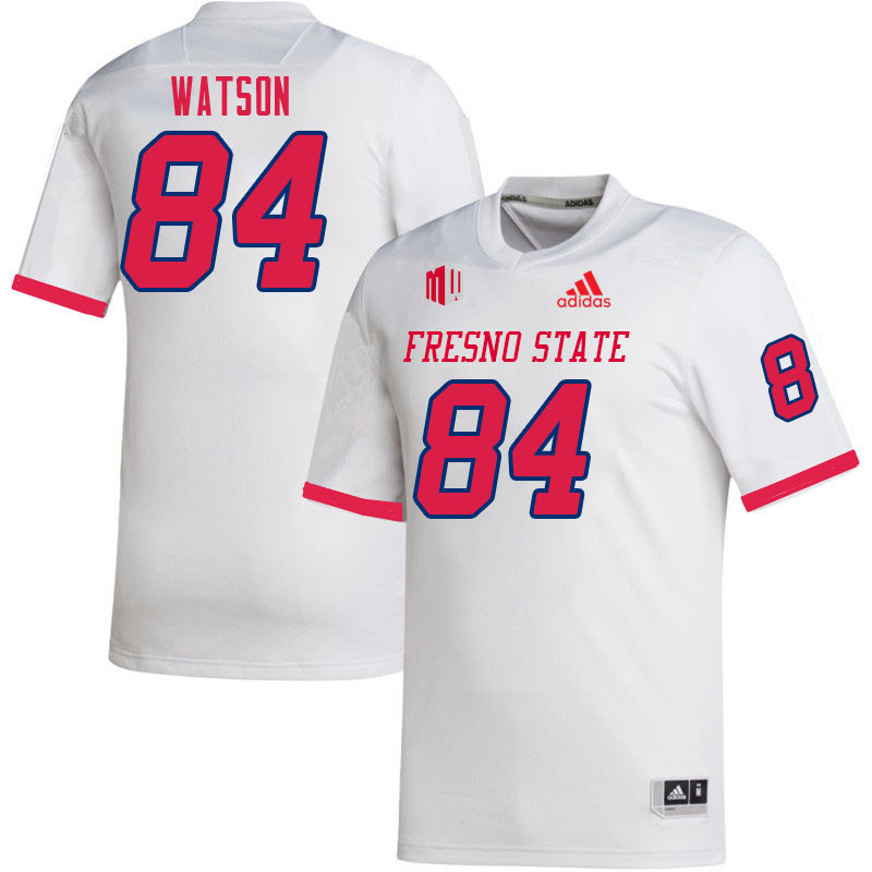 Men #84 Tre Watson Fresno State Bulldogs College Football Jerseys Sale-White